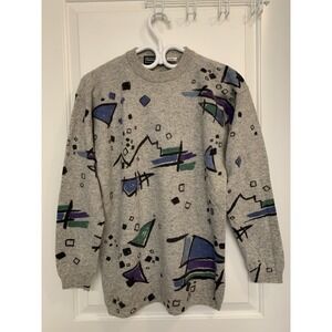 Vintage Distinctions Abstract Geometric Memphis Sweater‎ Lambswool Angora Rabbit